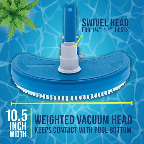 Miniatura 3 de U.S. Pool Supply Half Moon - Cabezal de vacío manual para piscinas enterradas sobre el suelo, con peso, conexión de manguera giratoria de 1.5