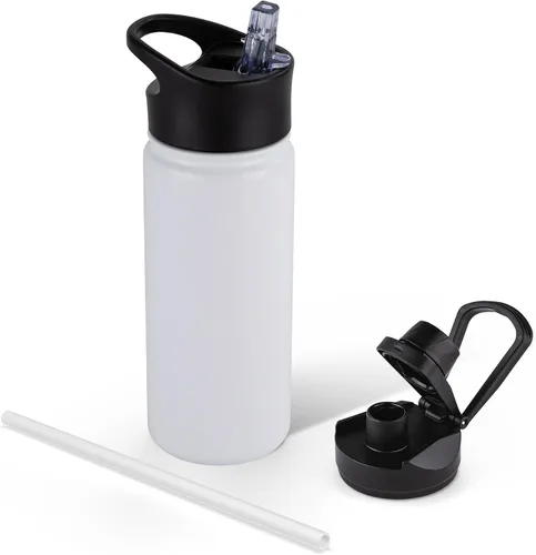 Miniatura 100 de Botella de agua aislada de 64 onzas con tapas de pajita y boquilla, jarra de agua de acero inoxidable de medio galón con mango de paracord, vacío
