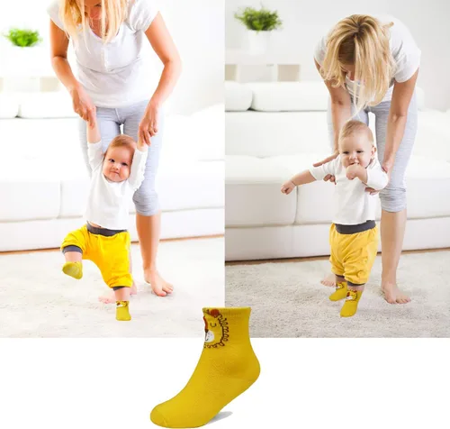 Miniatura 2 de HYCLES Calcetines para niños pequeños con agarre antideslizante 12 pares de calcetines adhesivos de algodón para bebés y niños 1-33-55-7T para niños