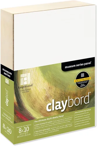 Miniatura 60 de Ampersand Art Supply Panel de pintura de madera: Serie Museo Claybord, 10 "x 10", 2" Perfil con acunado Perfil con cuna de 2
