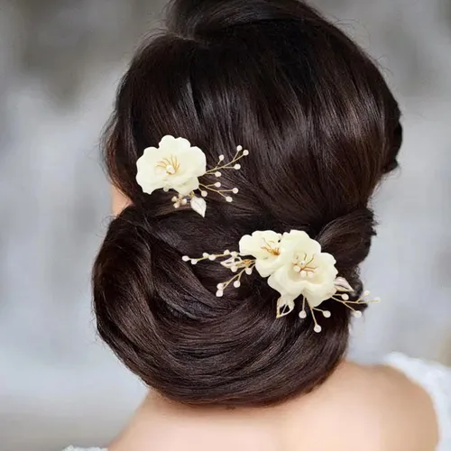 Miniatura 2 de Accesorios para el cabello nupcial hechos a mano con cuentas - Pinzas para el cabello y peines florales para mujer