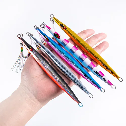 Miniatura 6 de Goture Plantillas verticales de pesca de 5 piezas, agua salada, luminosa y lenta jigging con plantillas verticales de plomo láser de importación