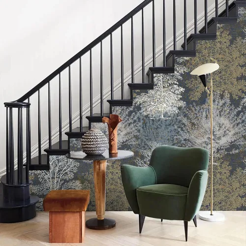 Miniatura 5 de Papel tapiz vintage para despegar y pegar, diseño de árbol dibujado a mano para baño, paredes de dormitorio, armarios, estantes, mural de papel