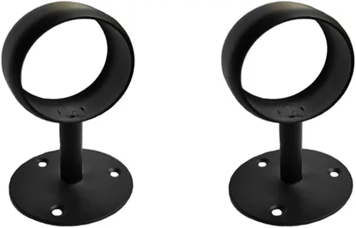 Miniatura 6 de Barra de Armario de Acero Inoxidable Resistente, Soportes de Extremo de Barra de Cortina con Tornillos a Juego (1-1/2 PULGADAS, Negro)