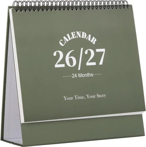 Miniatura 19 de Calendario de escritorio 2026-2027, calendario de 2 años desde enero de 2026 hasta diciembre de 2027, planificador mensual de mesa con calcomanías