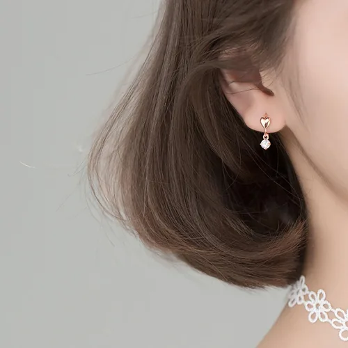Miniatura 3 de SLUYNZ Aretes de aro de plata de ley con forma de corazón pequeño para mujer