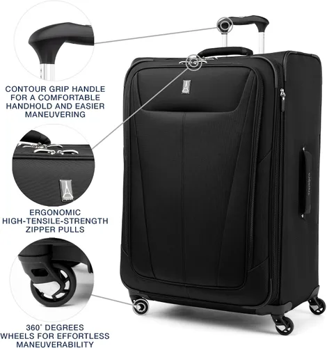 Miniatura 132 de Travelpro Maxlite 5 - Juego de 2 piezas de equipaje de mano de tela, expandibles con 4 ruedas giratorias, bolso blando para debajo del asiento, Negro
