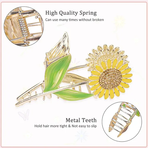 Miniatura 3 de 6 pinzas de metal grandes para el cabello de tulipán, girasol y lirio, pinzas florales antideslizantes para cabello fino y grueso