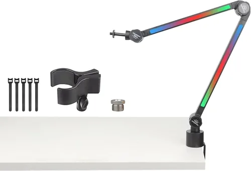 Miniatura 11 de Soporte de micrófono de escritorio ajustable flexible Brazo del auge del micrófono para el montaje superior del arte de la cocina de la transmisión