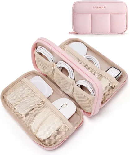 Miniatura 9 de BAGSMART Organizador de Electrónicos Estuche de Viaje, Almacenamiento de Cables para Cargadores Cables Teléfonos, Bolsa Compacta de Accesorios Beige