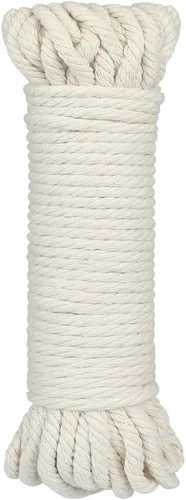 jijAcraft Cuerda de algodón de 1/4 pulgadas, cuerda de macramé blanca de 0.236 in x 65 pies, cuerdas de tendedero de 4 capas para manualidades,