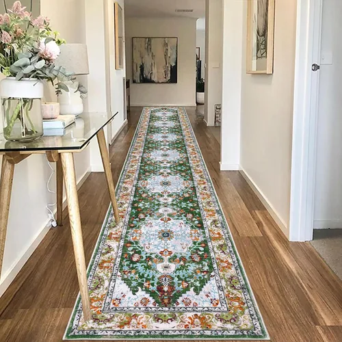 Miniatura 105 de U'Artlines Alfombra de Área Bohemia Lavable, 2x3 Pequeña Suave Antideslizante Vintage Felpudo para Puerta Frontal Interior Alfombra Verde