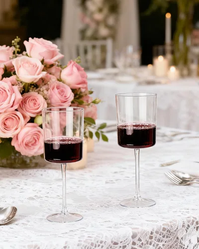Miniatura 5 de Ciaell Paquete de 6 copas de vino de plástico – Copas de vino desechables de plástico de 10 onzas con tallo perfectas para fiestas, bodas, piscina