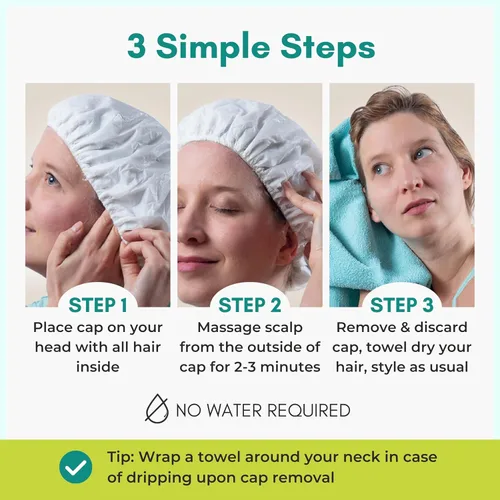 Miniatura 7 de Nurture - Gorro de champú sin enjuague sin agua Gorros de ducha para lavar y acondicionar el cabello en microondas Baño sin agua Desechable e