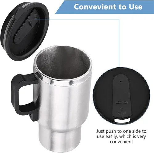 Miniatura 3 de Hervidor de té eléctrico, hervidor eléctrico para automóvil, 12 V 15.2 fl oz, taza de calefacción eléctrica de viaje en el automóvil, calentador