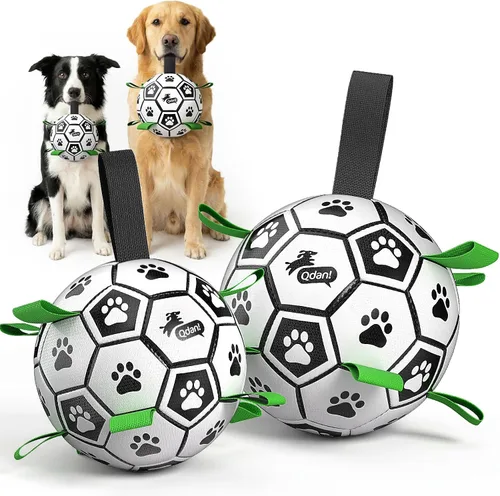 Miniatura 32 de QDAN Juguetes para perros, pelota de fútbol extragrande con correas, juguete de remolcador, juguete de agua, bolas duraderas para perros