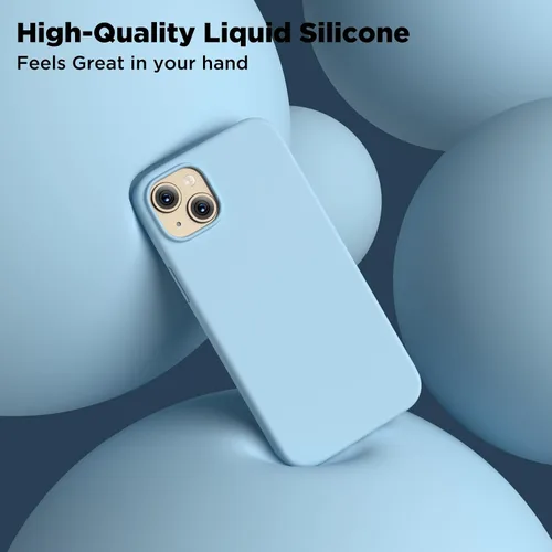 Miniatura 4 de Compatible con iPhone 15, funda de silicona líquida, funda protectora de cuerpo completo a prueba de golpes [forro de microfibra suave], funda Azul