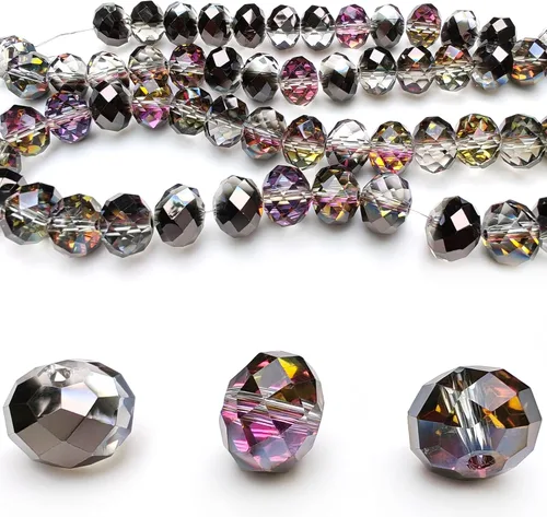 Miniatura 7 de Cuentas de vidrio Rondelle de 0.079 in para hacer joyas, cuentas espaciadoras de Briolette Crytal facetadas para pulseras, collares, aretes