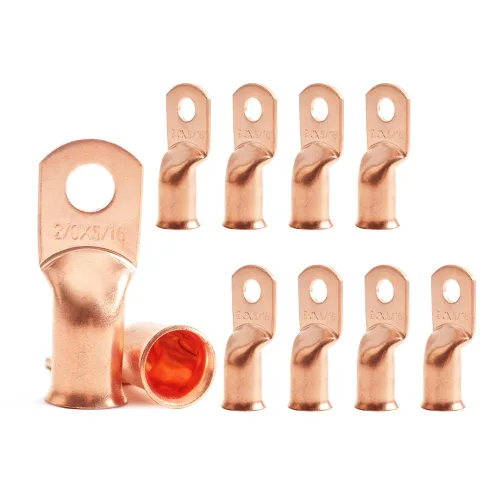 Miniatura 14 de 2/0 AWG 5/16" Stud (25 piezas), terminal de anillo de batería resistente, conectores de calibre 00, lengüetas de alambre de cobre 2/0, terminales