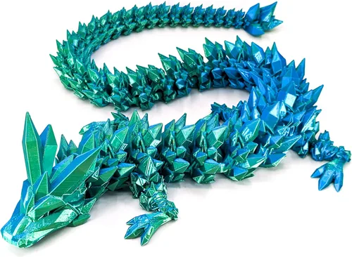 Miniatura 19 de Dragón de cristal articulado mediano de 12 pulgadas, figura de dragón de plástico impresa en 3D multicolor, colores nacarados del arco iris