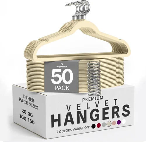 Miniatura 25 de Utopia Home Velvet Hanger - Paquete de 100 perchas delgadas antideslizantes de lujo para pantalones y abrigos, perchas fuertes que ahorran espacio