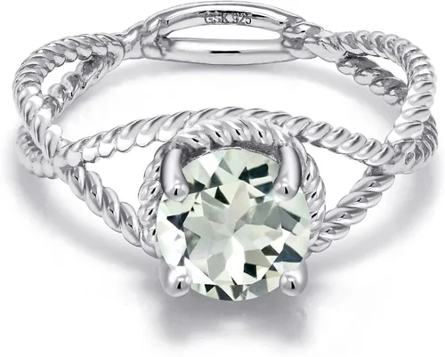 Miniatura 59 de Gem Stone King 7MM Round Gemstone Birthstone Solitaire Ring for Women Twisted Rope Band in 925 Sterling Silver Available in Sizes 5, 6, 7, 8, 9