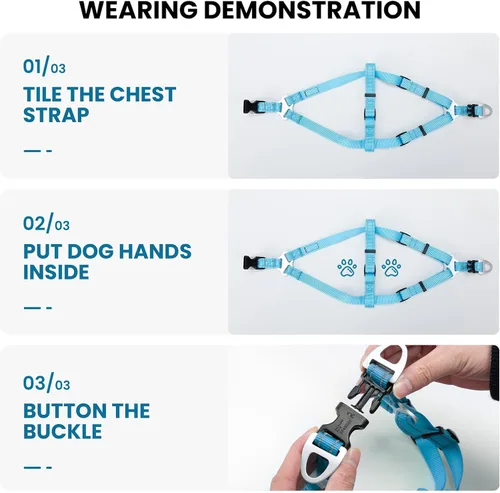 Miniatura 5 de EXCELLENT ELITE SPANKER Arnés sin tirones ajustable de nailon fácil de poner, correa para el pecho con reflectante y anillo de correa para perros