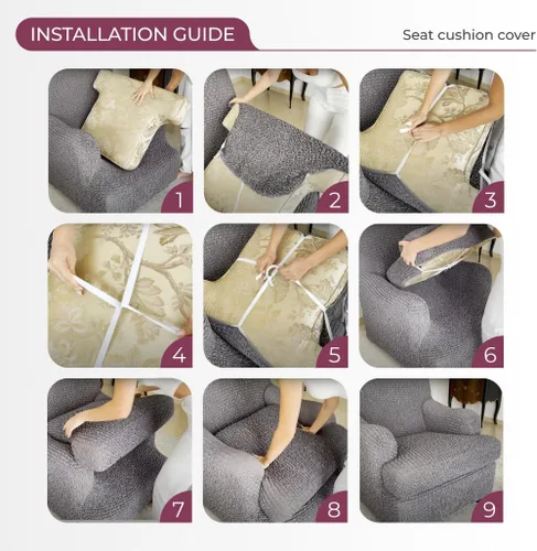 Miniatura 9 de PAULATO BY GA.I.CO. Funda de Cojín para Sofá - Funda de Cojín de Sofá - Funda para Cojín en T y Cojín de Caja - Protector de Muebles de Sofá de Crema