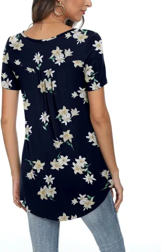 Miniatura 3 de POPYOUNG Women's Casual Short Sleeve Button Tunic Tops Loose Shirts with leggings