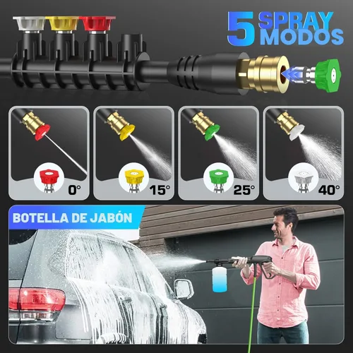 Miniatura 4 de Lavadora a presión eléctrica de 4800 PSI, lavadora de alta potencia de 3.8 GPM con carrete de manguera de 33 pies, 4 puntas de pulverización y Verde