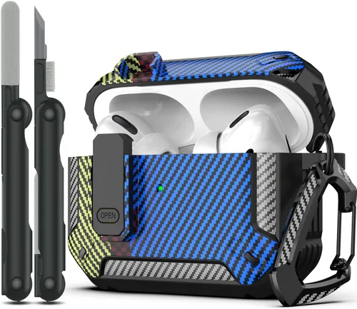 Miniatura 22 de RFUNGUANGO Funda para AirPod de 2ª generación con kit de limpieza, armadura protectora de carcasa dura militar con bloqueo para funda de carga