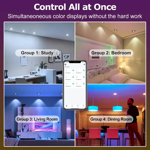 Miniatura 5 de LightingWill Iluminación LED empotrada de 2 pulgadas, Downlight LED inteligente WiFi, luz de techo de 5W compatible con Alexa/Google Assistant, RGB