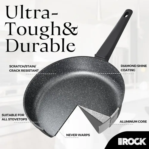 Miniatura 4 de THE ROCK SOHO - Juego de utensilios de cocina de 15 piezas, ollas y sartenes antiadherentes con ROCK.TEC, compacto para cocinas urbanas, no se pega