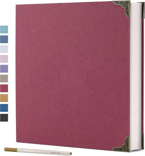 Miniatura 21 de Vienrose Álbum de fotos autoadhesivo de 40 páginas, tapa dura DIY, álbum de recortes con 3 anillas para niños, bodas, bebés, familia, púrpura Morado