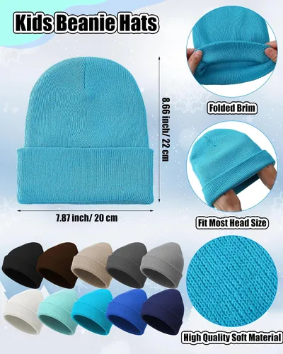 Miniatura 2 de Paquete de 100 gorros y guantes antideslizantes para niños, gorro de punto cálido, guantes de invierno a granel para niños y niñas