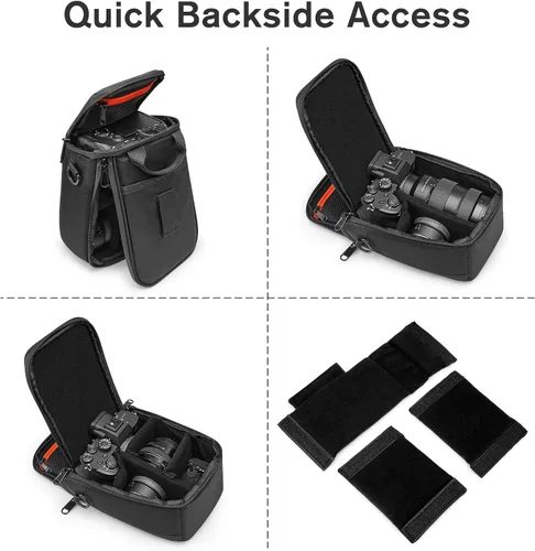 Miniatura 5 de S-ZONE - Bolsa impermeable para cámara con inserto para lentes, estuche cúbico compatible con Nikon, Canon Negro