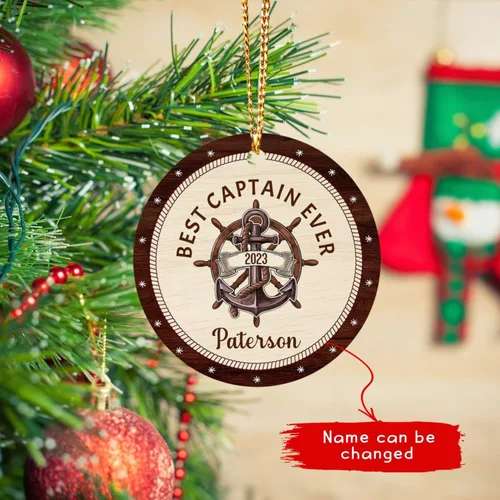 Miniatura 3 de Adorno de Navidad del mejor capitán del mundo, adorno personalizado de capitán de vela y navegación, adorno de Navidad de capitán velero, adorno
