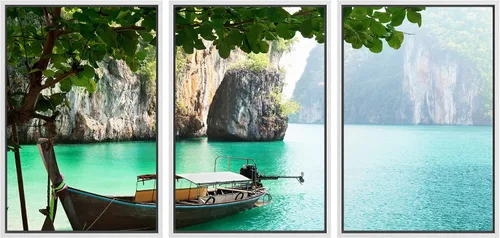 Miniatura 63 de wall26 Lienzo enmarcado para pared, juego de arte exótico tropical, océano, mar, avión, puesta de sol, transporte, fotografía, realismo, decorativo