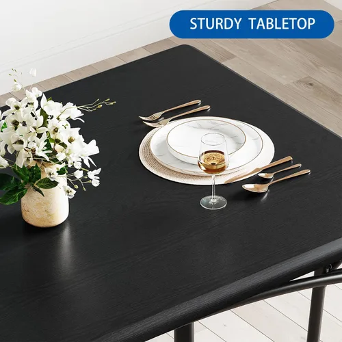 Miniatura 5 de IDEALHOUSE Juego de mesa de comedor para 4, mesa de cocina con sillas para 4, mesa de comedor rectangular de madera con banco tapizado para espacios