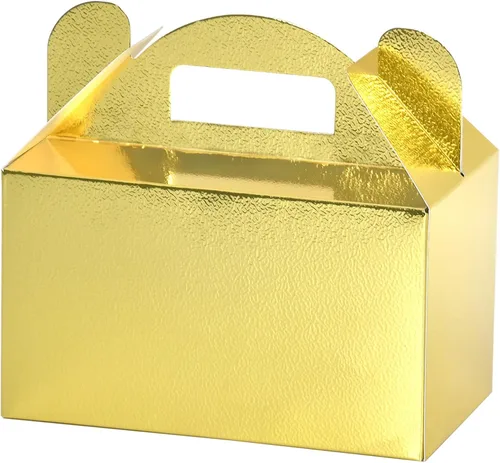 Miniatura 14 de MOORAY Paquete de 30 cajas de dulces con asas, cajas de regalo para fiestas de cumpleaños infantiles, baby shower, boda, Halloween y Navidad (dorado)