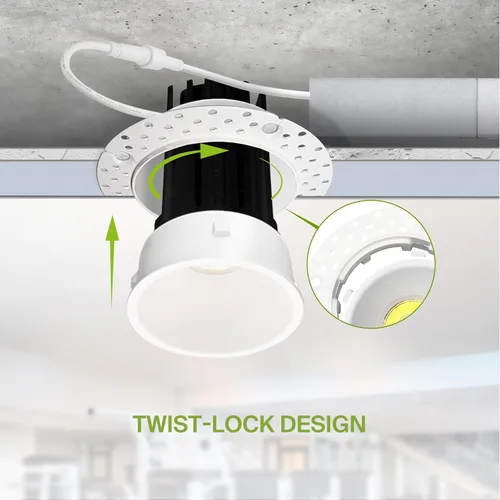 Miniatura 6 de ASD Luces LED empotrables sin moldura de 1 pulgada, 7W 120V Triac redondas para uso comercial, iluminación regulable sin lata para techo con caja
