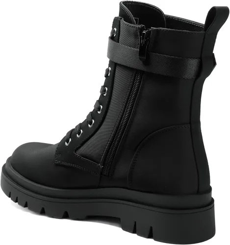 Miniatura 4 de DREAM PAIRS Botas de combate Chelsea con plataforma para mujer, con cordones y suela de hebilla