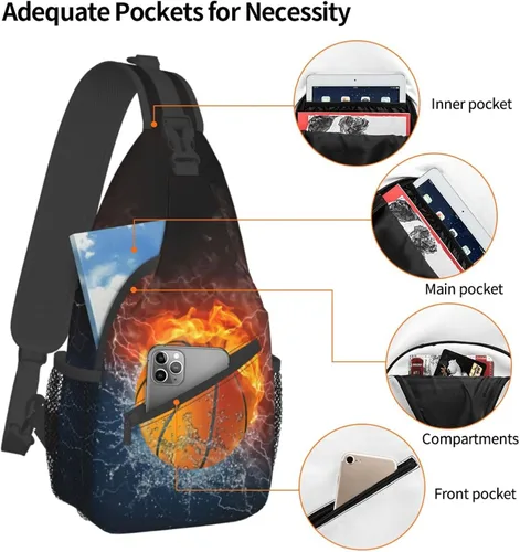 Miniatura 4 de Baloncesto cruzado bolsa de pecho al aire libre deporte bandolera bandolera mochila viaje senderismo bolsa de pecho mochila para mujeres hombres
