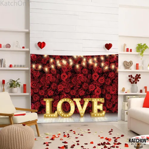 Miniatura 5 de KatchOn, Telón de fondo de tela de 7 x 5 pies para el día de San Valentín, extra grande, telón de fondo de San Valentín para fotografía, pancarta
