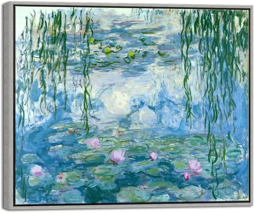 Wieco Art Arte de pared enmarcado, lirios de agua por Claude Monet, lienzo, pinturas impresas, reproducción, lienzo moderno, arte de pared para