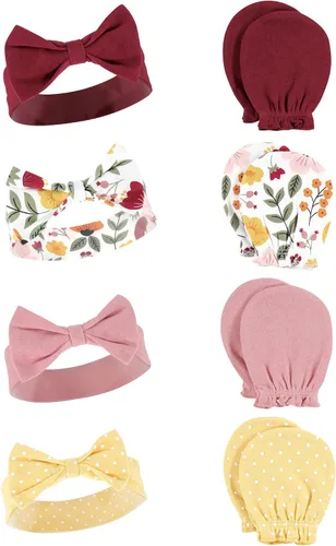 Miniatura 4 de Hudson Baby Conjunto de diadema de algodón y manoplas para rascar para bebé