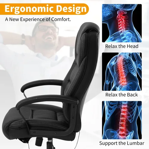 Miniatura 6 de Silla de oficina grande y alta para personas pesadas, 500 libras, silla de computadora de piel sintética, silla de escritorio de masaje, silla