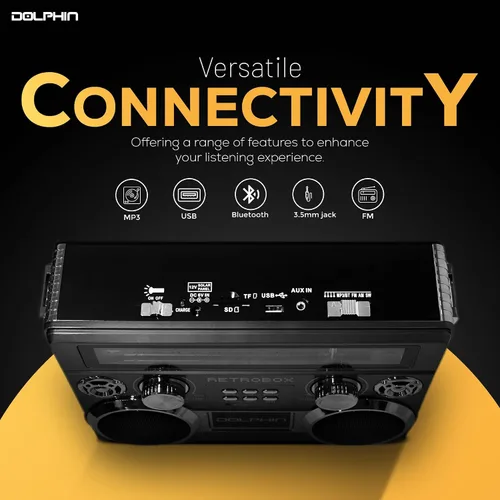 Miniatura 2 de Dolphin Radio AM/FM portátil Bluetooth RETROBOX (negro)