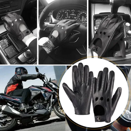 Miniatura 5 de MGGMOKAY Guantes de conducción de cuero con pantalla táctil sin forro para hombre