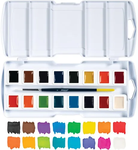 Miniatura 5 de Prang Pintura de acuarela semihúmeda no tóxica sin cera, media bandeja rectangular de plástico, 16 colores surtidos